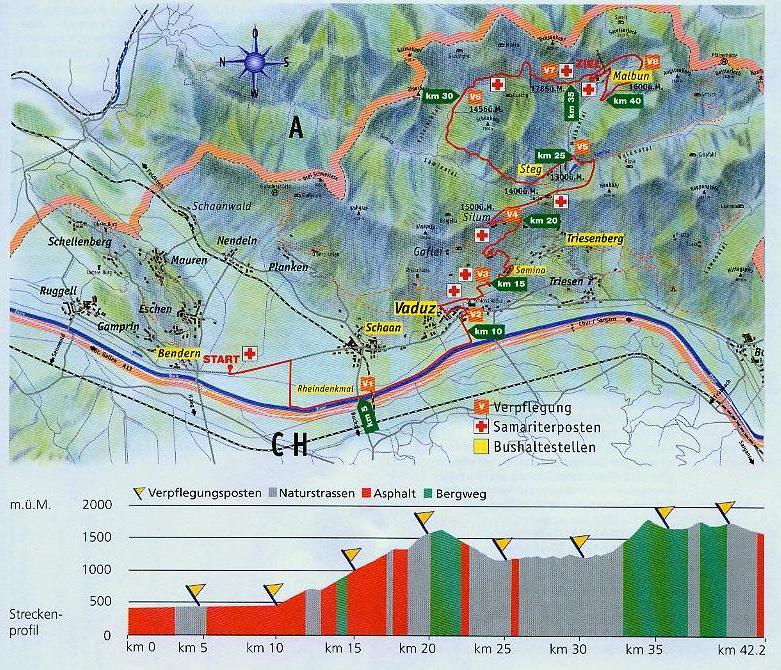 Liechtenstein-Marathon 2006 - Streckenplan
